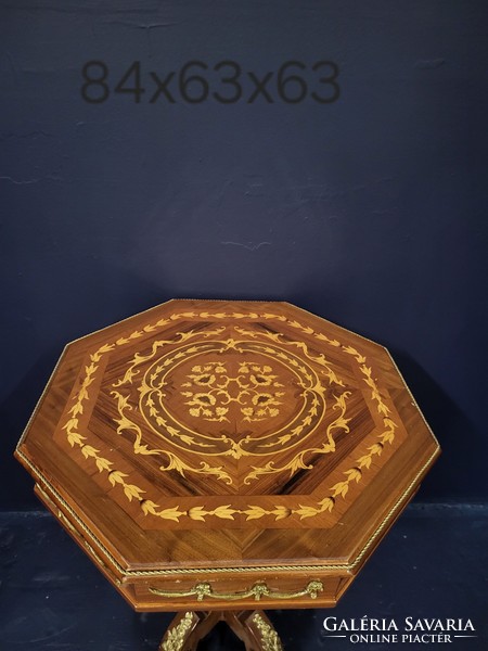 8 Corner marquetry table, side table, coffee table