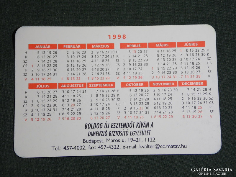 Card calendar, dimension insurance, private pension fund, 1998, (6)