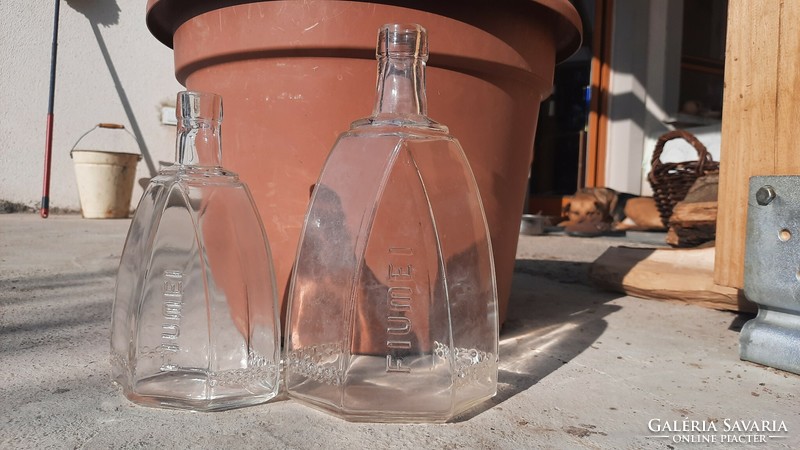 Antique Fiumei labeled bottles - small + large
