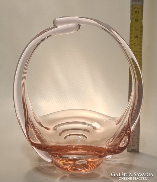 Czech pink glass tray, table center (2936)