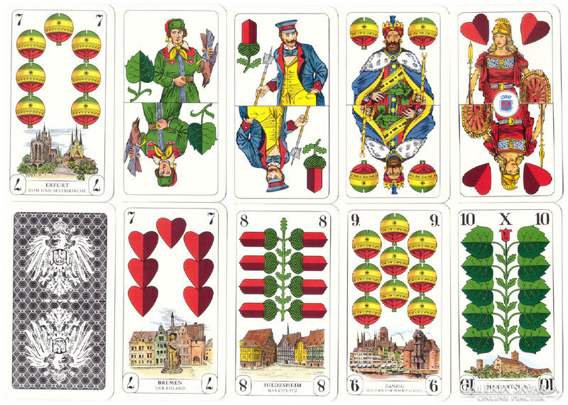 256. Német sorozatjelű skat kártya Porosz kártyakép F.X. Schmid München 32 lap 1980 körül