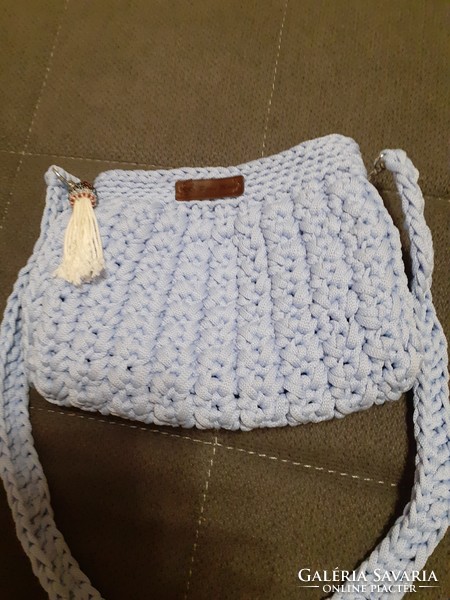 Casual bag crocheted from polyester cord yarn.