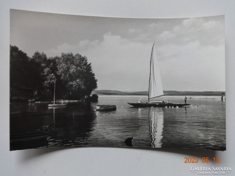 Old postcard: Balatonboglár, harbor (60s)