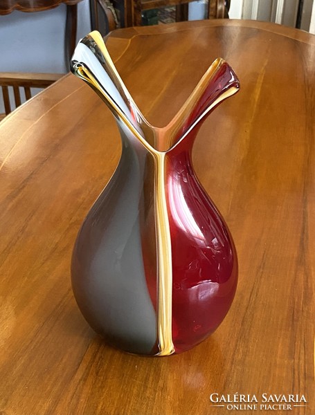 Italian Murano a. Dal borgo opening mouth retro design colored glass vase 37 cm