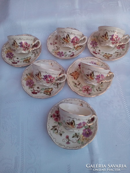 Zsolnay butterfly pattern coffee cups, coffee set