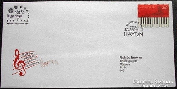Ff4986 / 2009 haydn commemorative stamp ran on fdc