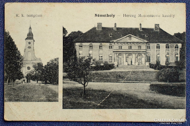 Németbóly mozaiklap - Hg Montenuovo kastély , Rk templom  1913?