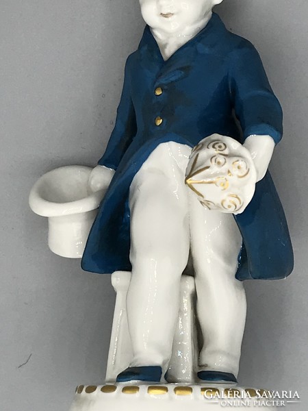Antik Katzhütte  Thuringia  Hertwig &Co. 1914-1945 porcelán  gavallér figura