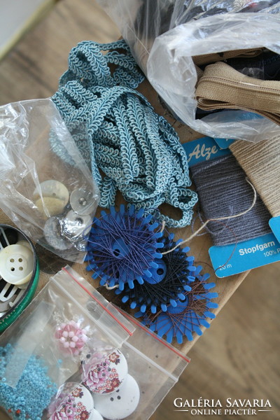 Old sewing buttons ribbons, zipper treasures -