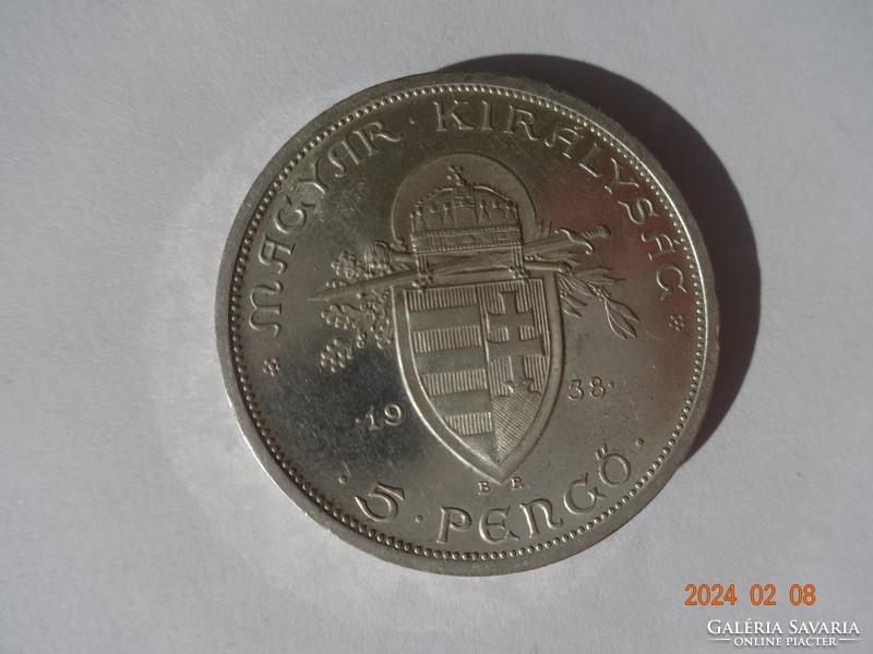 Szent István ezüst 5 pengő - 1938