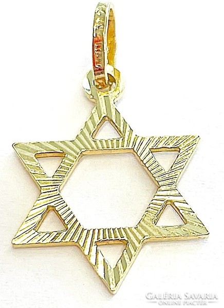 Yellow gold engraved star of david