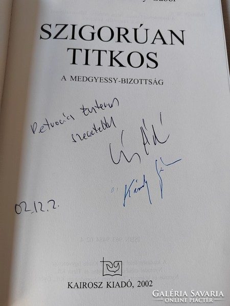 Gábor Kiszely Ádám Székely top secret - the Medgyessy Committee - autographed