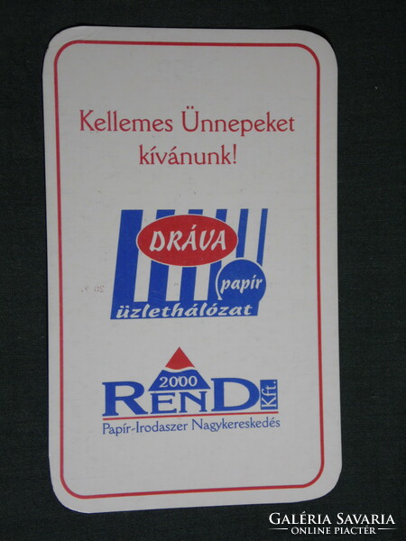Kártyanaptár, Dráva Piért papír irodaszer értékesítő Rt, Pécs, 1999, (6)