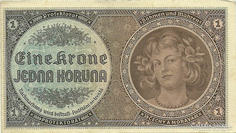 1 Koruna koruna koruna krone 1940 Czech Moravian Protectorate 3.