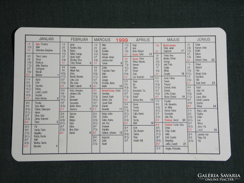 Card calendar, card calendar, paper stationery shops, name-day, 1999, (6)