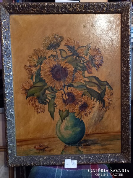 Hermann ratsch - still life, vase with sunflowers