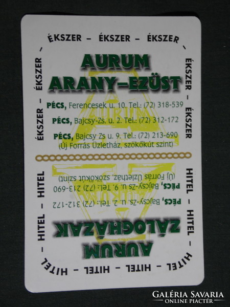 Kártyanaptár, Aurum zálogházak, Pécs, 1999, (6)