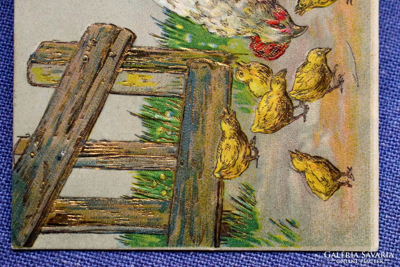 Antique Embossed Easter Greeting Card Poultry Yard