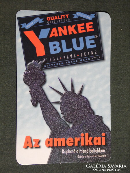 Kártyanaptár,Yankee Blue ruházat divat üzletek,Budapest, Pécs, Siklós,Szentendre,1999, (6)