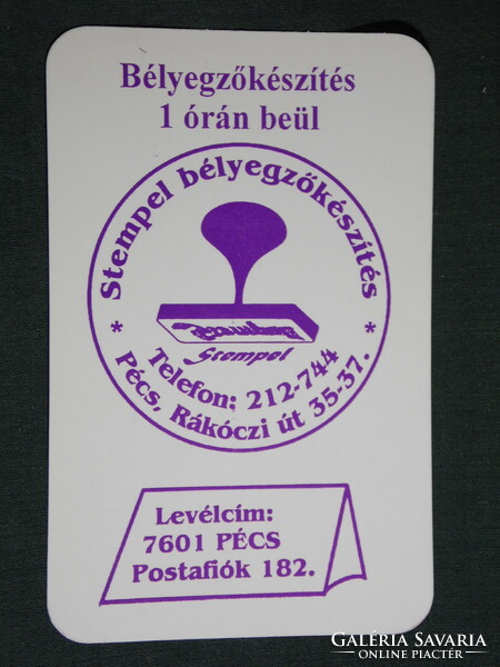 Kártyanaptár, Stempel bélyegzőkészítés, Pécs ,grafikai rajzos, 1999, (6)