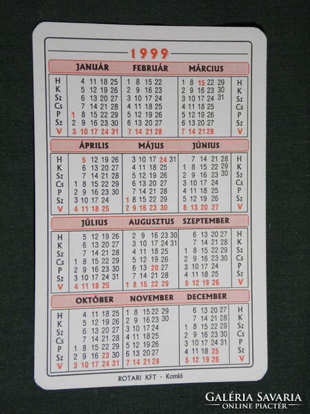 Card calendar, pannonhír lapprejszt rt, newspaper, magazine, holiday, graphic artist, Santa Claus, 1999, (6)