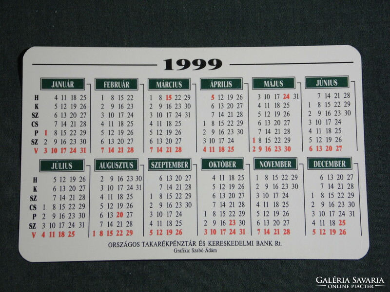 Card calendar, 50 years old otp bank rt., Silver money, 1999, (6)