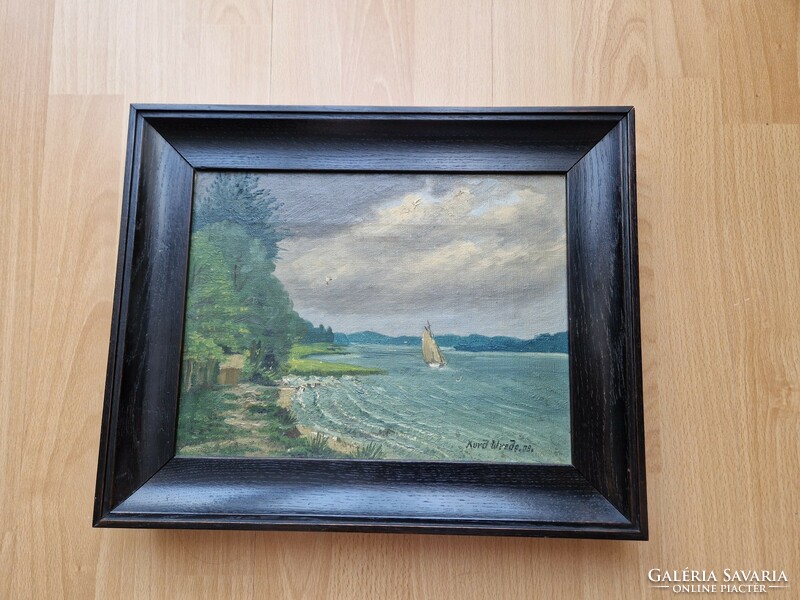 Landscape with sailboat from 1909