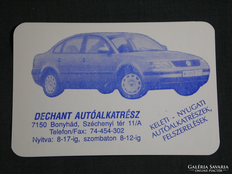 Kártyanaptár, Dechant autóalkatrész üzlet, Bonyhád, Volkswagen Passat, 1999, (6)