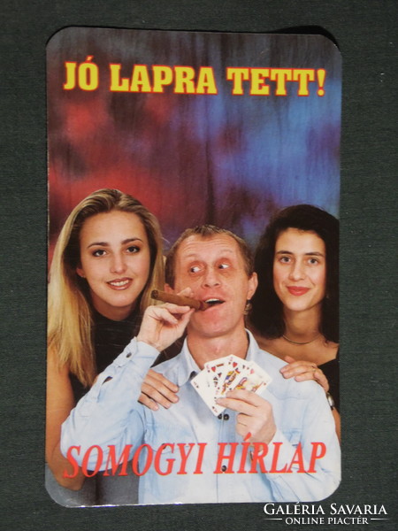 Kártyanaptár, Somogyi Hírlap napilap,újság,magazin,humoros, erotikus női modell, 1999, (6)