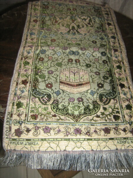 Beautiful Turkish small size elegant vintage floral woven running wall protector carpet