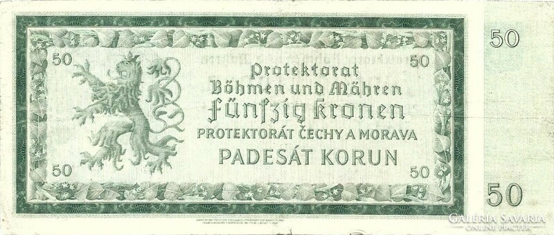 50 korun korona kronen 1940 Cseh Morva Protectorátus 2.
