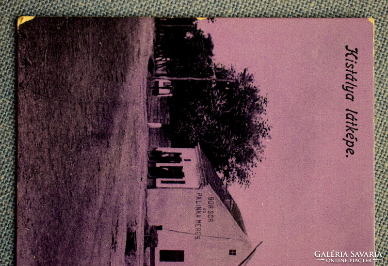 Kistálya skyline photo postcard. Wine, beer, pélinka measurement Baross printing house, mouse 1913/15