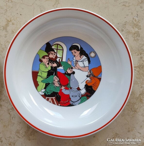 3db Zsolnay Hófehérke mese mintás gyerek porcelán étkészlet