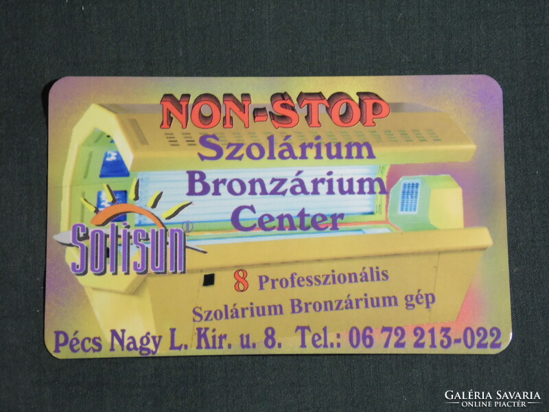 Kártyanaptár, Solisun Non Stop Szolárium Bronzárium Center, Pécs, 1999, (6)