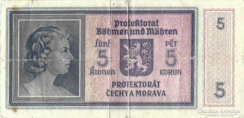 5 Korun crown kronen 1942 Czech Moravian Protectorate 4.