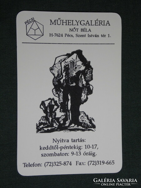 Kártyanaptár, Pécs Műhelygaléria, grafikai rajzos,művészet, 2000, (6)