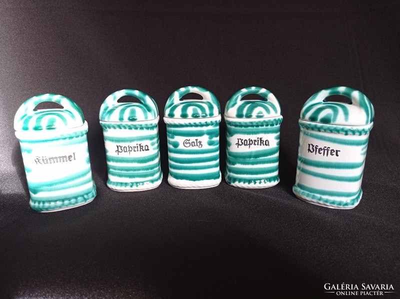 Gmundner striped ceramic spice holders 5 pcs