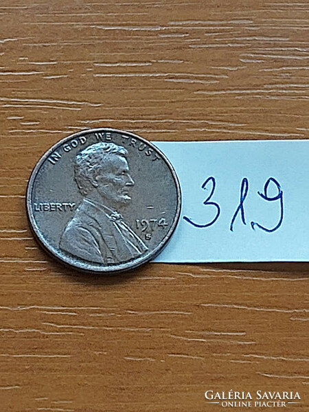 Usa 1 cent 1974 / s, san francisco, abraham lincoln, copper-zinc 319