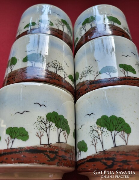 6 pcs porcelain coffee tea cup ice cream bowl bowl field tree with bird pattern