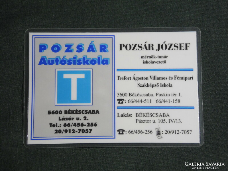 Kártyanaptár, Pozsár József , Pozsár autósiskola, Békéscsaba, 2000, (6)