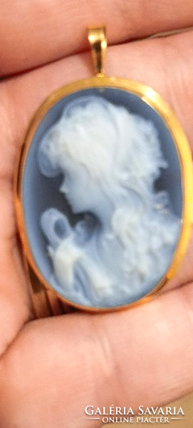 18 Kt gold and cameo cameo pendant and brooch 6.1 Gr