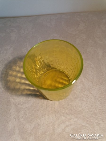 Yellow glass candle holder, candle holder