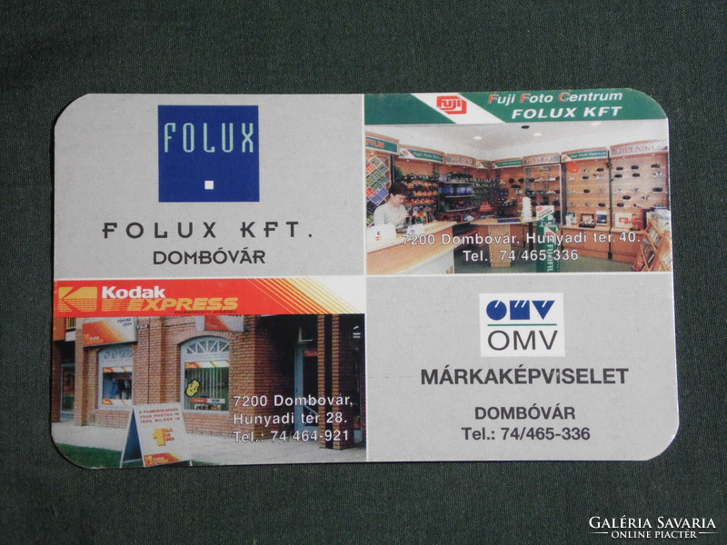Kártyanaptár, mozaik,Dombóvár , Kodak,Fuji fotó üzletek, OMV márkaképviselet, 2000, (6)
