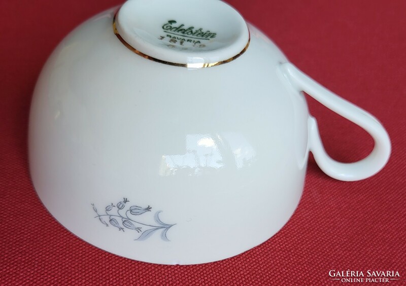 Edelstein Bavaria német porcelán kávés teás szett csésze csészealj tányér virág minta