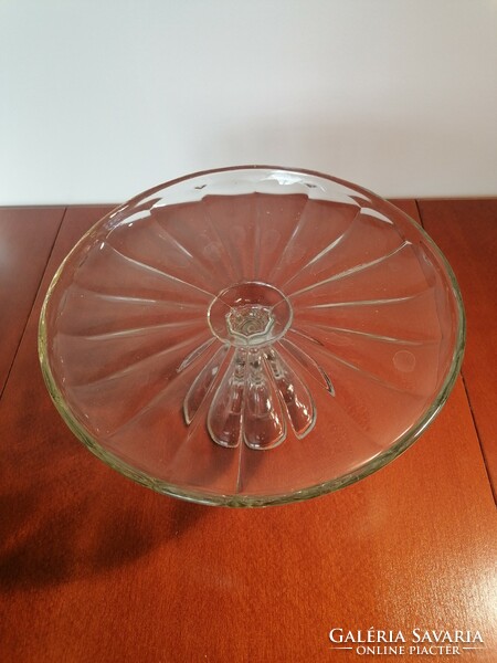 Vintage art deco, pedestal, glass cake plate, fruit bowl, centerpiece