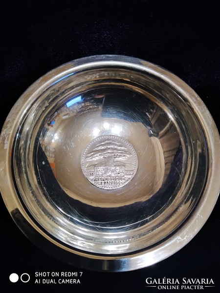 Silver Lebanese 50 piastre coin bowl (1936)