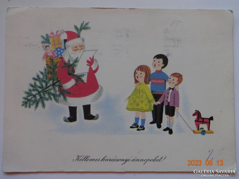 Old graphic Christmas greeting card - k. Drawing of a manhole cover