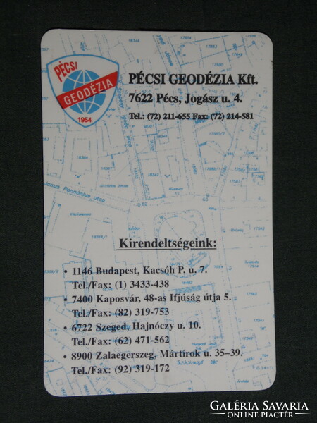 Kártyanaptár, Pécs Geodézia Kft. , földmérő, térkép, 2000, (6)