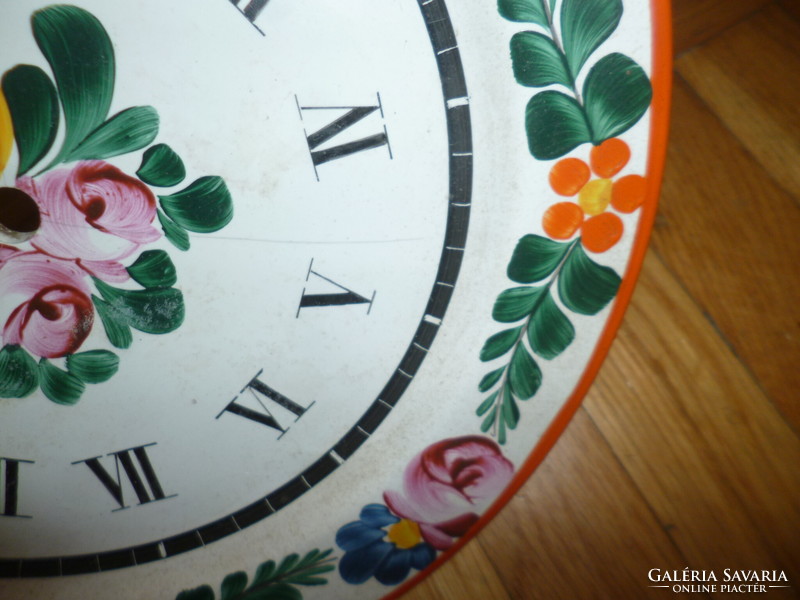 Régi porcelán fajansz festett fali tányér óra szerkezet nélkül
