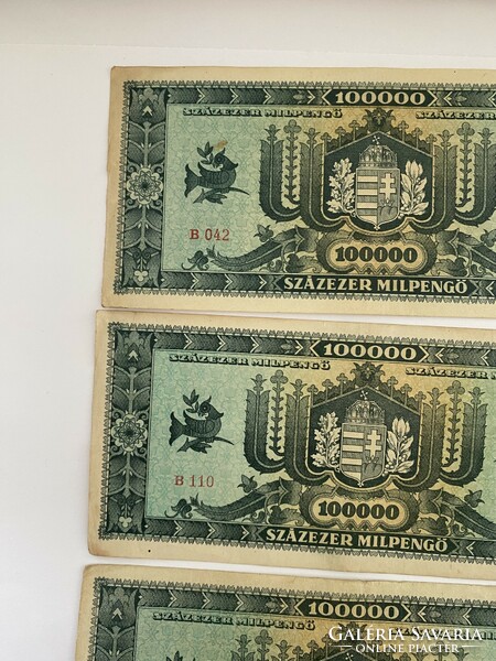 4db Százezer milpengő 100000 milpengő 1946  Ropogós bankjegyek